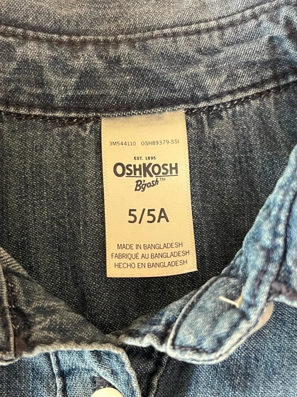 Oshkosh B’gosh Girls Navy Tulle Skirt Denim-Style Button Dress